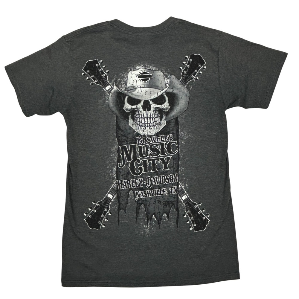 Harley Davidson T-Shirt‎ Mens S Nashville Gray Graphic Short Sleeve Music City